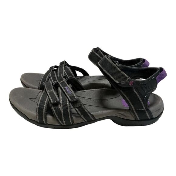 Teva Sport Sandals Women 9 40 Black Purple Tirra Strappy Hiking Outdoors Vegan - Picture 7 of 8